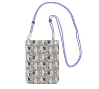 LfearTesa Petit sac à bandoulière, portefeuille pour téléphone portable, sac à main, sac à bandoulière, vieux chien de berger anglais, mignon vieux chien de berger anglais et cafés,Violet
