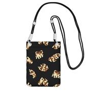 LfearTesa Petit sac à bandoulière, portefeuille pour téléphone portable, sac à main, sac à bandoulière, motif chiot cavalier,Noir