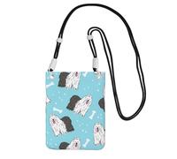 LfearTesa Petit sac à bandoulière, portefeuille pour téléphone portable, sac à main, sac à bandoulière, motif vieux berger anglais,Noir