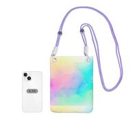 LfearTesa Petit sac à bandoulière, portefeuille pour téléphone portable, sac à main, sac à bandoulière, papier à dessin pastel coloré arc-en-ciel,Violet