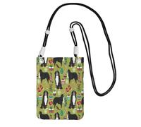 LfearTesa Petit sac à bandoulière, portefeuille pour téléphone portable, sac à main, sac à bandoulière, motif bouvier bernois, chien mignon de Noël,Noir