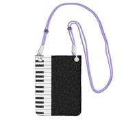 LfearTesa Petit sac à bandoulière, portefeuille pour téléphone portable, sac à main, sac à bandoulière, touches de piano vintage, notes de musique,Violet