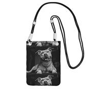 LfearTesa Petit sac à bandoulière, portefeuille pour téléphone portable, sac à main, sac à bandoulière, American Pitbull,Noir