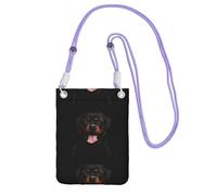 LfearTesa Petit sac à bandoulière, portefeuille pour téléphone portable, sac à main, sac à bandoulière, motif portrait de chien Rottweiler,Violet