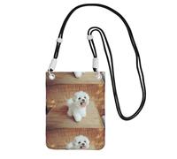 LfearTesa Petit sac à bandoulière, portefeuille pour téléphone portable, sac à main, sac à bandoulière, motif chien maltais,Noir