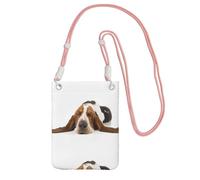 LfearTesa Petit sac à bandoulière, portefeuille pour téléphone portable, sac à main, sac à bandoulière, motif Basset Hound isolé,Rose