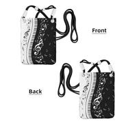 LfearTesa Petit sac à bandoulière, portefeuille pour téléphone portable, sac à main, sac à bandoulière, motif notes de musique, piano noir et blanc,Noir