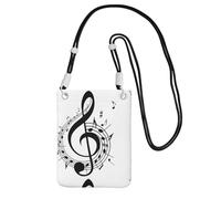 LfearTesa Petit sac à bandoulière, portefeuille pour téléphone portable, sac à main, sac à bandoulière, symbole musical imprimé,Noir