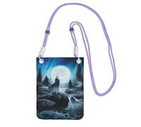 LfearTesa Petit sac à bandoulière, portefeuille pour téléphone portable, sac à main, sac à bandoulière, ressentiment du loup,Violet