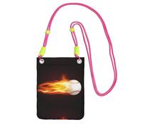 LfearTesa Petit sac à bandoulière, portefeuille pour téléphone portable, sac à main, sac à bandoulière, motif flamme de baseball brûlante,Fuchsia