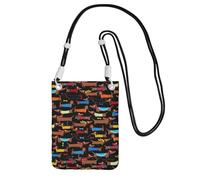 LfearTesa Petit sac à bandoulière, portefeuille pour téléphone portable, sac à main, sac à bandoulière, motif teckels « J'aime mon chien »,Noir