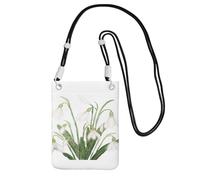 LfearTesa Petit sac à bandoulière, portefeuille pour téléphone portable, sac à main, sac à bandoulière, motif aquarelle botanique perce-neige,Noir