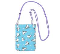 LfearTesa Petit sac à bandoulière, portefeuille pour téléphone portable, sac à main, sac à bandoulière, bottes de patinage sur glace blanches et bleues,Violet