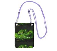 LfearTesa Petit sac à bandoulière, portefeuille pour téléphone portable, sac à main, sac à bandoulière, motif serpent vert reptile,Violet