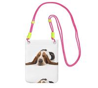 LfearTesa Petit sac à bandoulière, portefeuille pour téléphone portable, sac à main, sac à bandoulière, motif Basset Hound isolé,Fuchsia