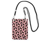 LfearTesa Petit sac à bandoulière, portefeuille pour téléphone portable, sac à main, sac à bandoulière, motif terrier écossais, rose et noir,Noir
