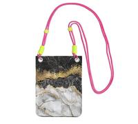 LfearTesa Petit sac à bandoulière, portefeuille pour téléphone portable, sac à main, sac à bandoulière, noir, blanc, feuille d'or, marbre,Fuchsia