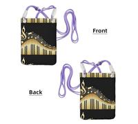 LfearTesa Petit sac à bandoulière, portefeuille pour téléphone portable, sac à main, sac à bandoulière, motif notes de musique et piano,Violet
