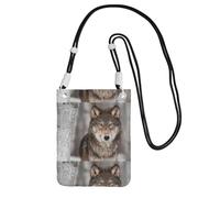 LfearTesa Petit sac à bandoulière, portefeuille pour téléphone portable, sac à main, sac à bandoulière, imprimé loup sauvage,Noir