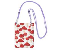 LfearTesa Petit sac à bandoulière, portefeuille pour téléphone portable, sac à main, sac à bandoulière, motif champignons rouges amanite tue-mouches,Violet