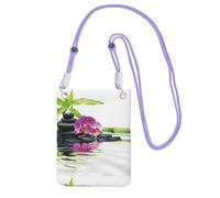 LfearTesa Petit sac à bandoulière, portefeuille pour téléphone portable, sac à main, sac à bandoulière, bien-être asiatique avec pierres de massage zen, orchidée violette,Violet
