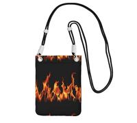 LfearTesa Petit sac à bandoulière, portefeuille pour téléphone portable, sac à main, sac à bandoulière, imprimé flammes brûlantes multicolore,Noir