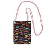 LfearTesa Petit sac à bandoulière, portefeuille pour téléphone portable, sac à main, sac à bandoulière, motif teckels « J'aime mon chien »,Rose