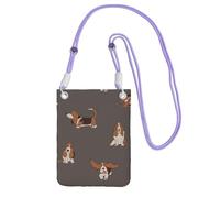 LfearTesa Petit sac à bandoulière, portefeuille pour téléphone portable, sac à main, sac à bandoulière, mignon Basset Hound,Violet