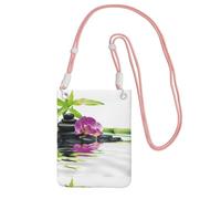 LfearTesa Petit sac à bandoulière, portefeuille pour téléphone portable, sac à main, sac à bandoulière, bien-être asiatique avec pierres de massage zen, orchidée violette,Rose