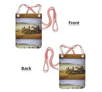 LfearTesa Petit sac à bandoulière, portefeuille pour téléphone portable, sac à main, sac à bandoulière, Toscane vue depuis la pierre, ancien village de Montepulciano, Italie, par temps nuageux,Rose