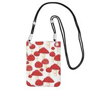 LfearTesa Petit sac à bandoulière, portefeuille pour téléphone portable, sac à main, sac à bandoulière, motif champignons rouges amanite tue-mouches,Noir