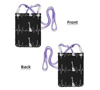 LfearTesa Petit sac à bandoulière, portefeuille pour téléphone portable, sac à main, sac à bandoulière, guitare basse, battement de cœur, musicien,Violet
