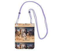 LfearTesa Petit sac à bandoulière, portefeuille pour téléphone portable, sac à main, sac à bandoulière, cheval courant dans le désert,Violet
