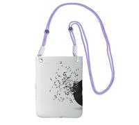 LfearTesa Petit sac à bandoulière, portefeuille pour téléphone portable, sac à main, sac à bandoulière, disque vinyle déchiré et notes de musique volant dans les airs,Violet