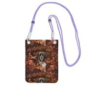 LfearTesa Petit sac à bandoulière, portefeuille pour téléphone portable, sac à main, sac à bandoulière, motif chiens boxer, automne,Violet