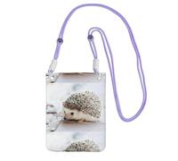 LfearTesa Petit sac à bandoulière, portefeuille pour téléphone portable, sac à main, sac à bandoulière, imprimé hérisson,Violet