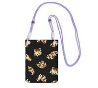 LfearTesa Petit sac à bandoulière, portefeuille pour téléphone portable, sac à main, sac à bandoulière, motif chiot cavalier,Violet
