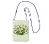 LfearTesa Petit sac à bandoulière, portefeuille pour téléphone portable, sac à main, sac à bandoulière, motif edelweiss, fleurs des montagnes suisses,Violet