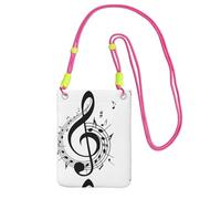 LfearTesa Petit sac à bandoulière, portefeuille pour téléphone portable, sac à main, sac à bandoulière, symbole musical imprimé,Fuchsia