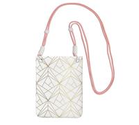 LfearTesa Petit sac à bandoulière, portefeuille pour téléphone portable, sac à main, sac à bandoulière, motif géométrique doré avec reflets blancs,Rose