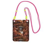 LfearTesa Petit sac à bandoulière, portefeuille pour téléphone portable, sac à main, sac à bandoulière, motif chiens boxer, automne,Fuchsia