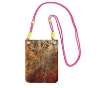 LfearTesa Petit sac à bandoulière, portefeuille pour téléphone portable, sac à main, sac à bandoulière, motif abstrait moderne, encre éclaboussée, feuille d'or, rouille,Fuchsia