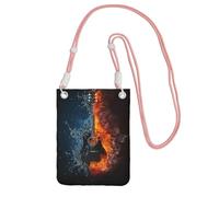 LfearTesa Petit sac à bandoulière, portefeuille pour téléphone portable, sac à main, sac à bandoulière, guitare Fire And Water,Rose