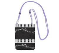 LfearTesa Petit sac à bandoulière, portefeuille pour téléphone portable, sac à main, sac à bandoulière, notes de musique noires piano,Violet