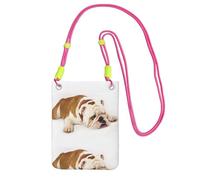 LfearTesa Petit sac à bandoulière, portefeuille pour téléphone portable, sac à main, sac à bandoulière, photographie de bouledogue anglais triste et fatigué avec de la crème brune,Fuchsia