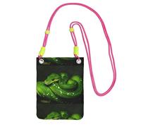 LfearTesa Petit sac à bandoulière, portefeuille pour téléphone portable, sac à main, sac à bandoulière, motif serpent vert reptile,Fuchsia