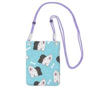 LfearTesa Petit sac à bandoulière, portefeuille pour téléphone portable, sac à main, sac à bandoulière, motif vieux berger anglais,Violet