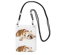 LfearTesa Petit sac à bandoulière, portefeuille pour téléphone portable, sac à main, sac à bandoulière, photographie de bouledogue anglais triste et fatigué avec de la crème brune,Noir