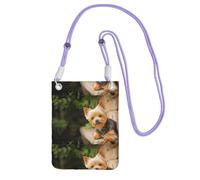 LfearTesa Petit sac à bandoulière pour téléphone portable, portefeuille, sac à main, sac à bandoulière, Yorkshire Terrier, bokeh, chiens mignons, mur,Violet
