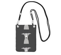 LfearTesa Petit sac à bandoulière pour téléphone portable, portefeuille, sac à main, sac à bandoulière, lévrier italien, mignon chien Whippet,Noir